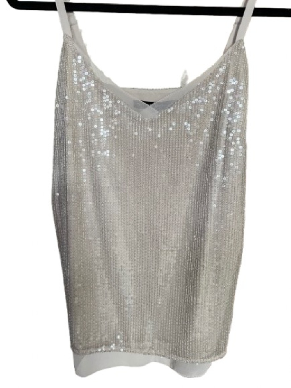 White House Black Market Silver Sequin V-Neck Camisole